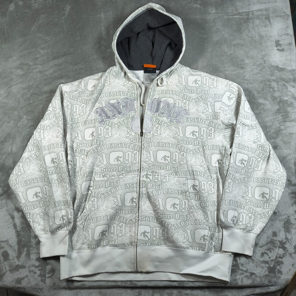 AND1 Hoodie Men XL All Over Print Full Zip Basketball Streetwear Embroidered AOP
